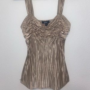 BCX Champagne Gold Silk Tank